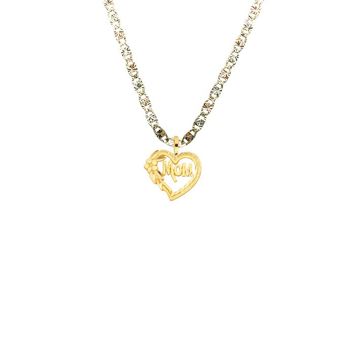 14k Gold Mom Heart Pendant with Solid Chain - LE-1838