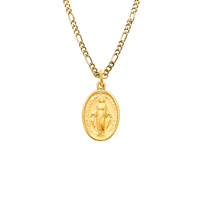 14k Virgin La Milagrosa Gold Pendant with Solid Chain - LE-2072