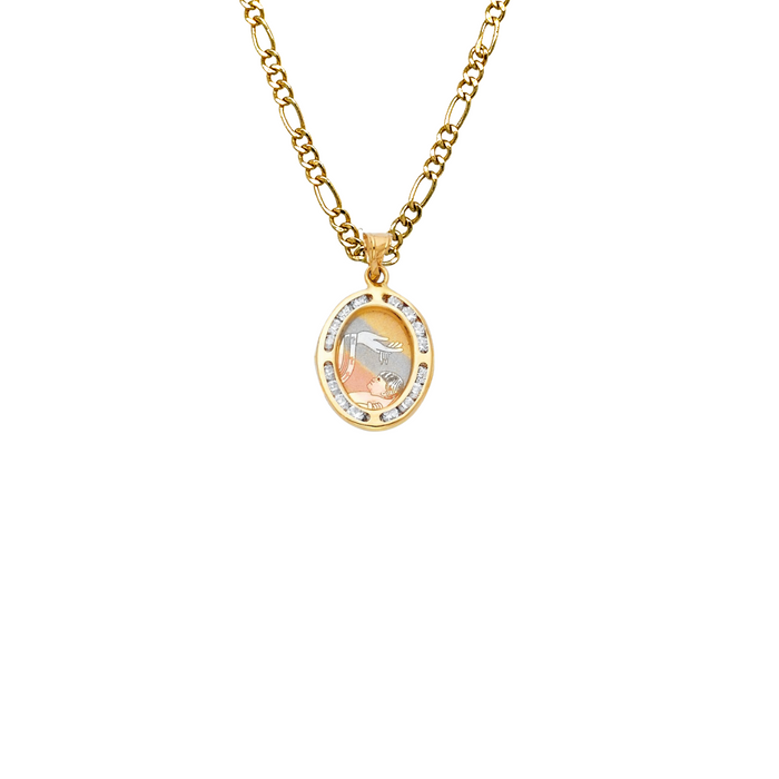 14k Baptism Gold Pendant with Solid Chain - LE-190