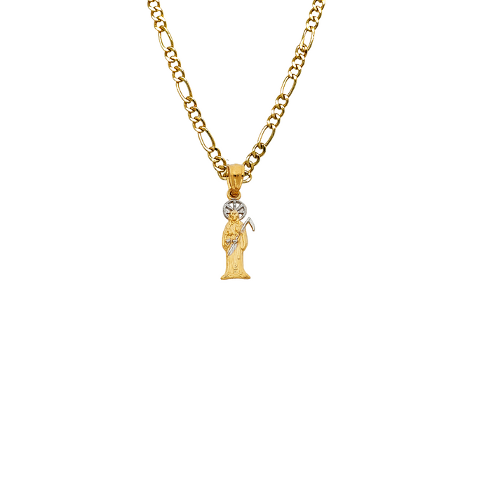 14k Small Santa Muerte Gold Pendant with Solid Chain - LE-0099