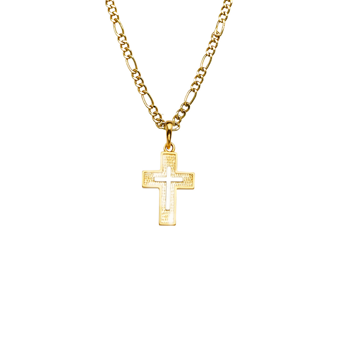 14k Gold Cross Pendant with Solid Chain - LE-2212