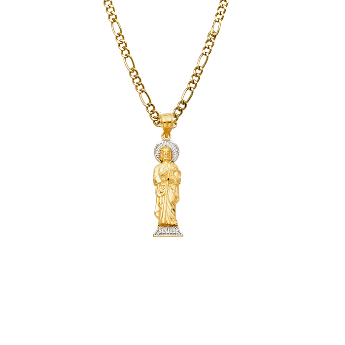 14k San Judas Gold Pendant with Solid Chain - LE-1146