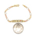 14k Kids Gold ID Bracelet with Rose and Tri-Color Figaro Links - MyBabyGold