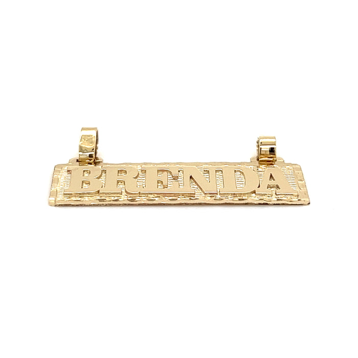 14k Block Letter Gold Name Plate with Solid Valentino Necklace