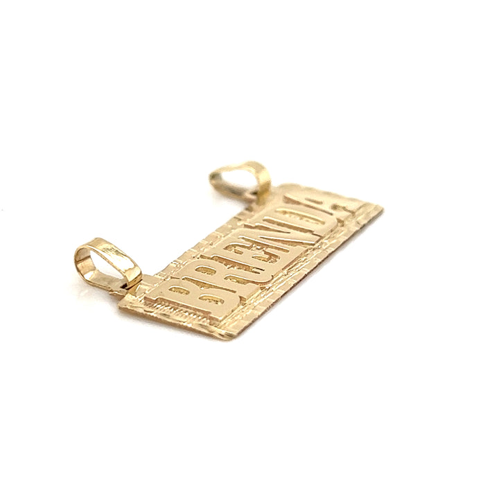 14k Block Letter Gold Name Plate with Solid Valentino Necklace