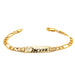 14k Kids Gold ID Bracelet with Gold Name Overlay and Wide Figaro Links - MyBabyGold