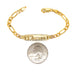 14k Kids Gold ID Bracelet with Gold Name Overlay and Wide Figaro Links - MyBabyGold