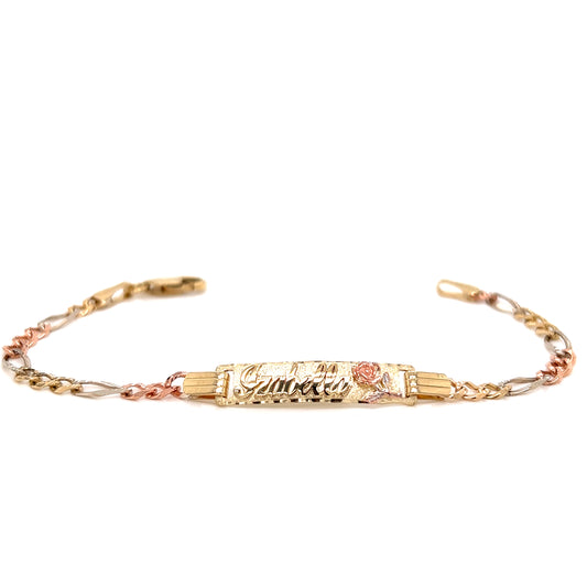 14K Womens Gold Petatillo ID Bracelet