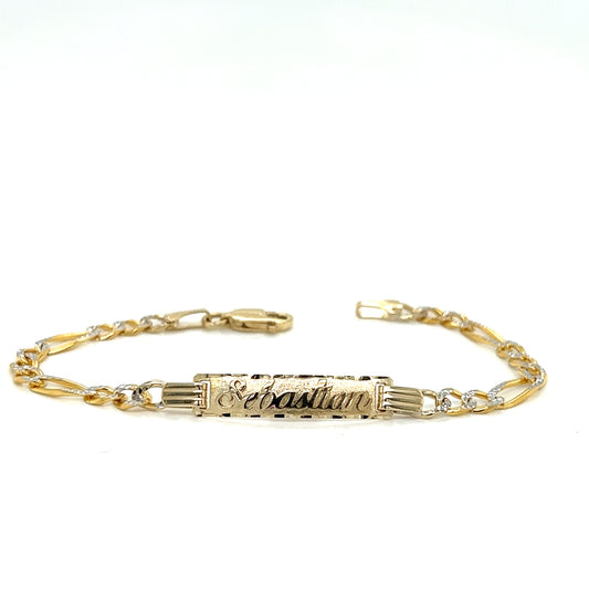 14K Womens Gold Petatillo ID Bracelet