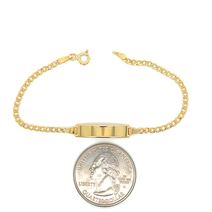 14k Kids Gold ID Bracelet with Gold Name Overlay and Cuban Link Bracelet