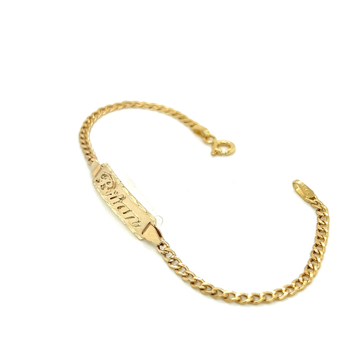 14k Kids Gold ID Bracelet with Gold Name Overlay and Cuban Link Bracelet