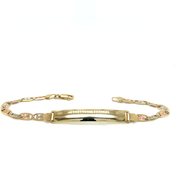 14k Yellow Gold Women's Wide Valentino Link ID Bracelet with Gold Name Overlay