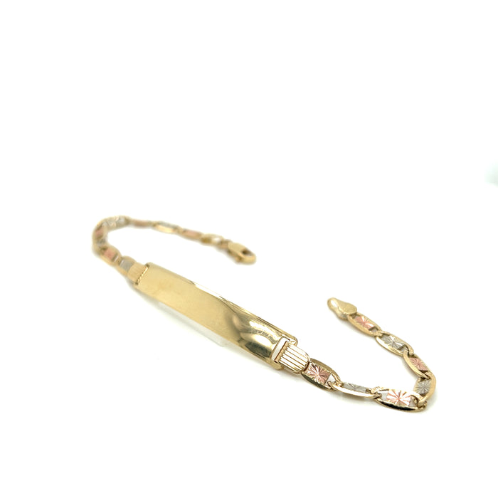 14k Yellow Gold Women's Wide Valentino Link ID Bracelet with Gold Name Overlay