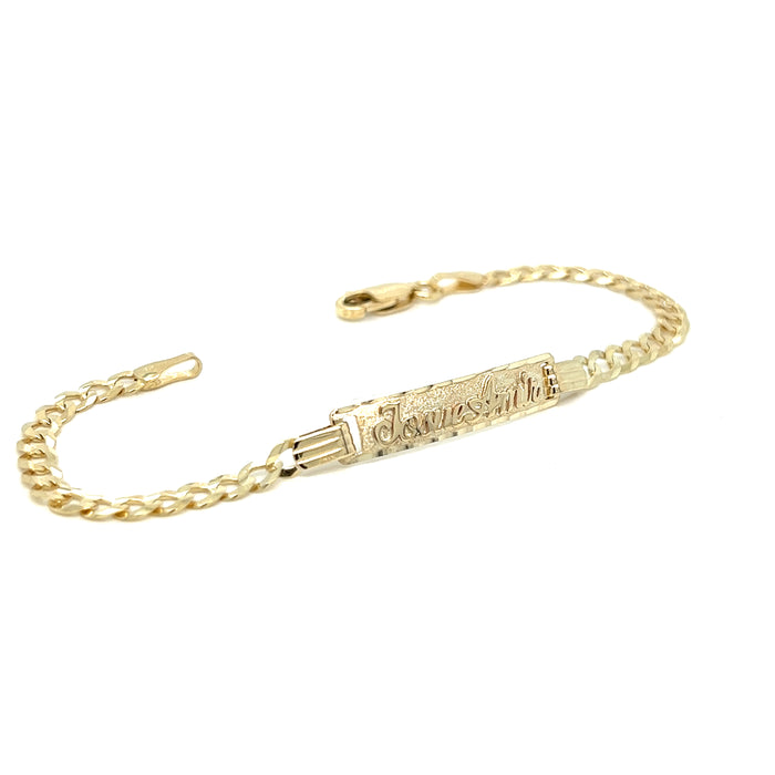 14k Kids Cuban Link Gold ID Bracelet with Gold Name Overlay