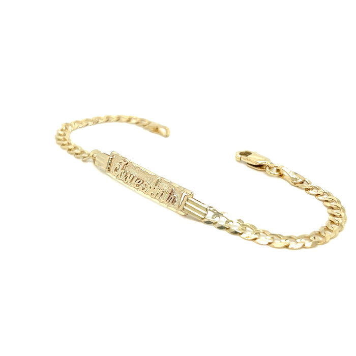 14k Kids Cuban Link Gold ID Bracelet with Gold Name Overlay