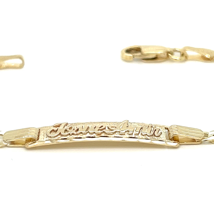 14k Kids Cuban Link Gold ID Bracelet with Gold Name Overlay