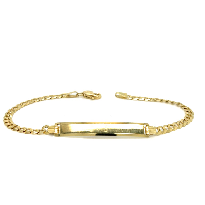 14k Yellow Gold Women's 3mm Cuban Link ID Bracelet with Gold Name Overlay