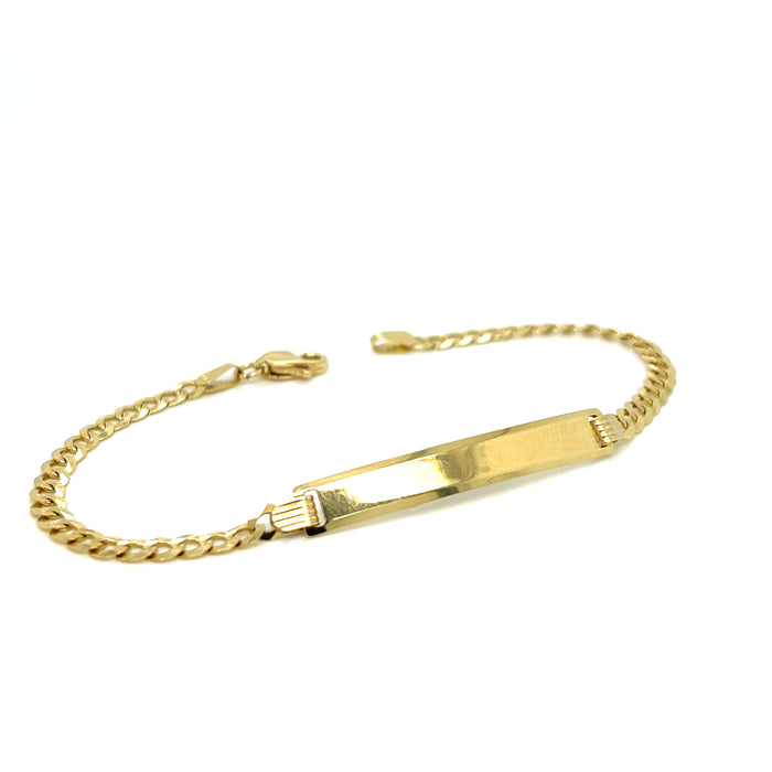 14k Yellow Gold Women's 3mm Cuban Link ID Bracelet with Gold Name Overlay