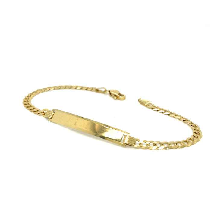 14k Yellow Gold Women's 3mm Cuban Link ID Bracelet with Gold Name Overlay