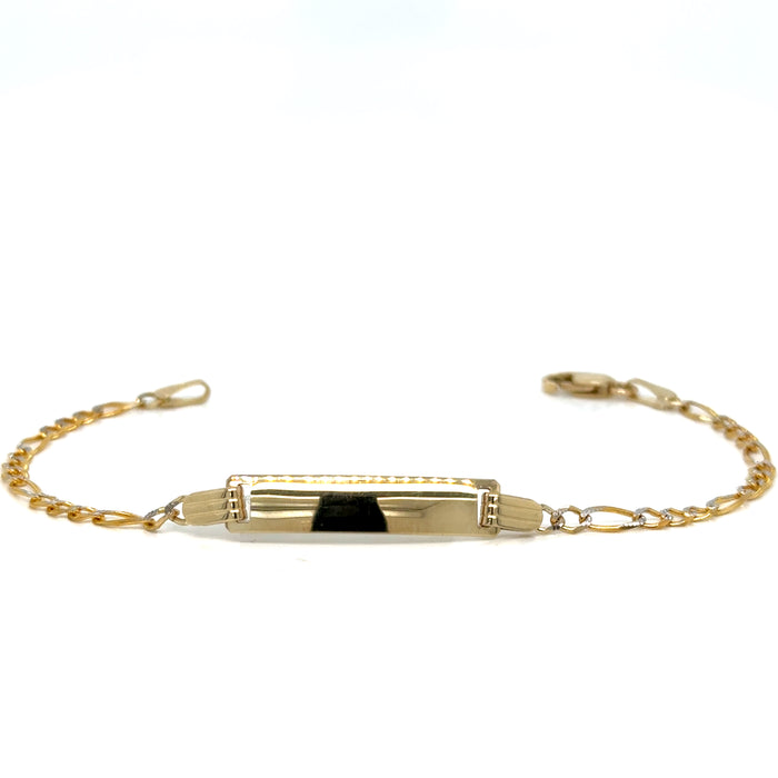 14k Kids Gold Name Bracelet with Diamond Cut Figaro Links