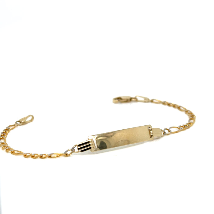 14k Kids Gold Name Bracelet with Diamond Cut Figaro Links