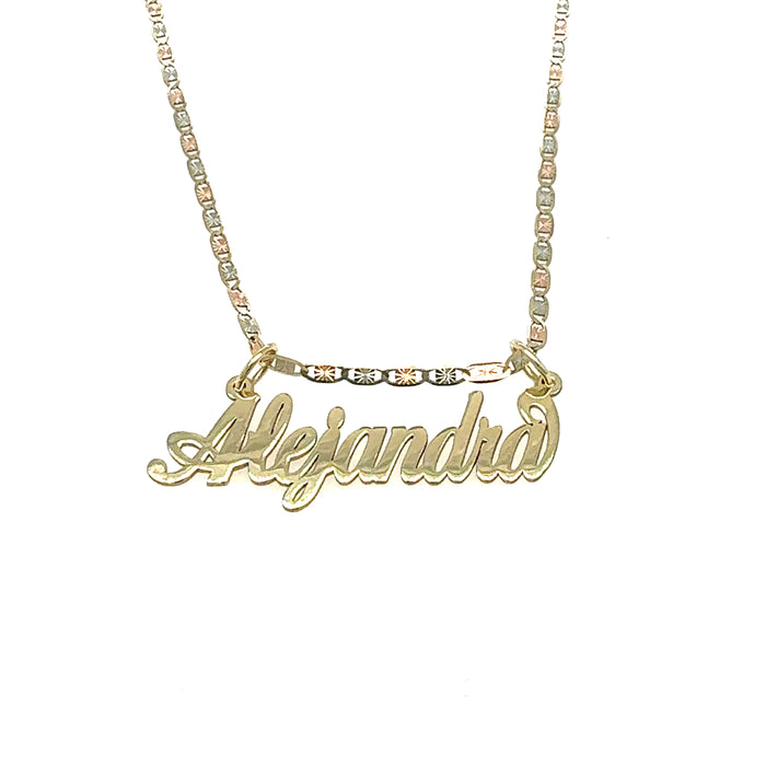 14k Cursive Gold Name with Solid Valentino Necklace