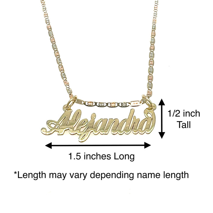 14k Cursive Gold Name with Solid Valentino Necklace