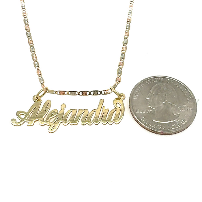 14k Cursive Gold Name with Solid Valentino Necklace