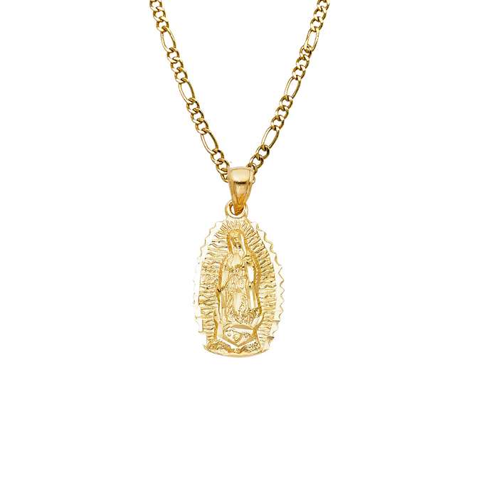 14k Virgin Mary Pendant and Solid Chain - LE-1077