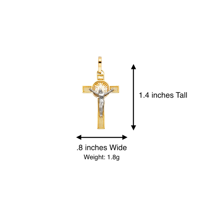 14k San Benito Jesus Gold Cross Pendant with Solid Chain - LE-0036