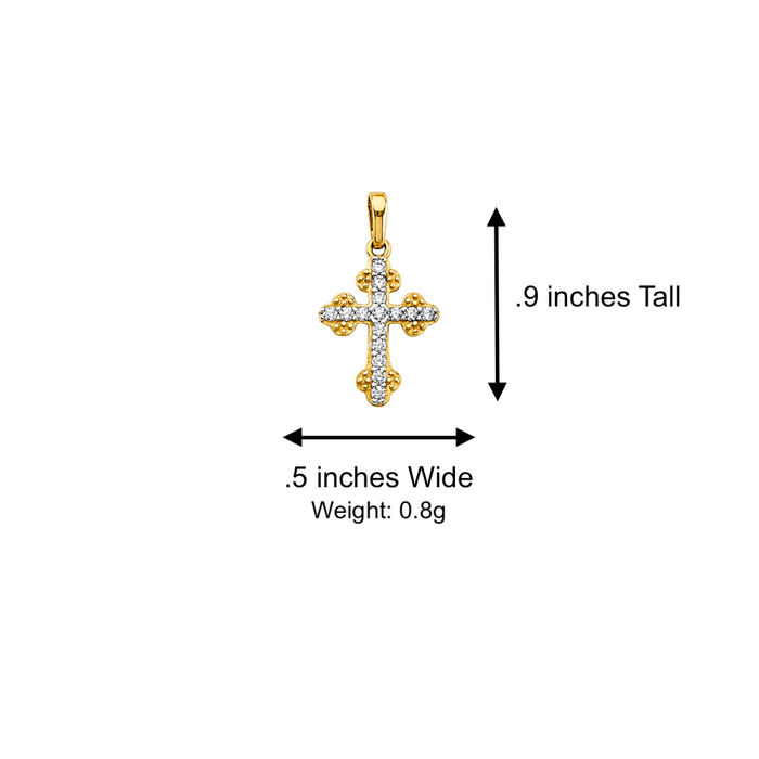 14k Gold Fancy Gemstones Cross Pendant with Solid Chain - LE-2614