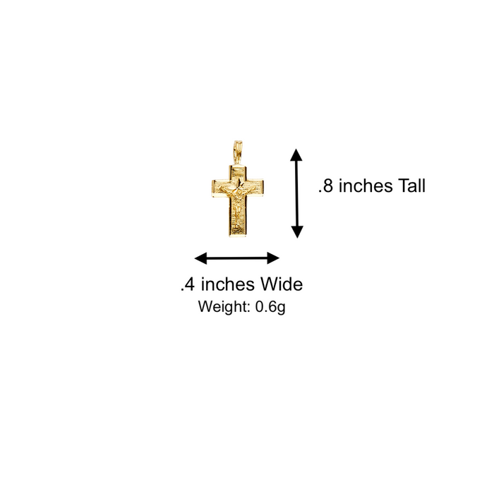 14k Gold Dainty Jesus Cross Pendant with Solid Chain - LE-2202