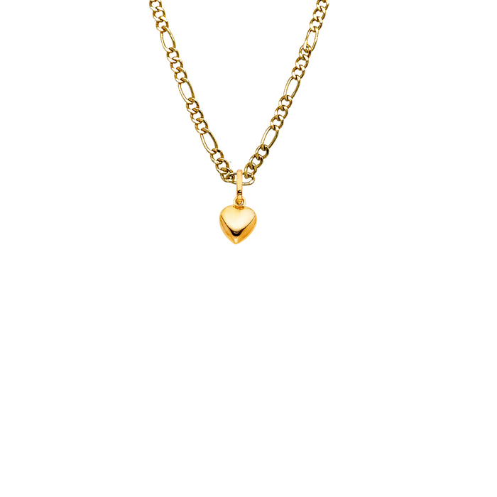 14k Gold Dainty Hollow Heart Pendant with Solid Chain - LE-0446