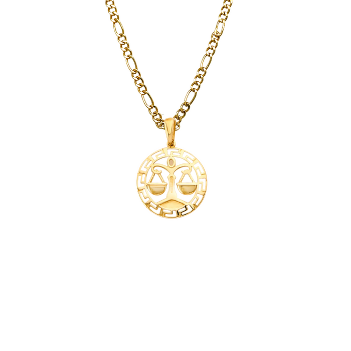 14k Libra Zodiac Sign Gold Pendant with Solid Chain - LE-3036