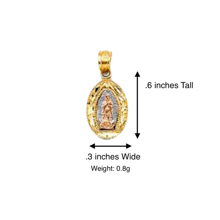 14k Virgin Mary Oval Pendant with Solid Chain - LE-1129