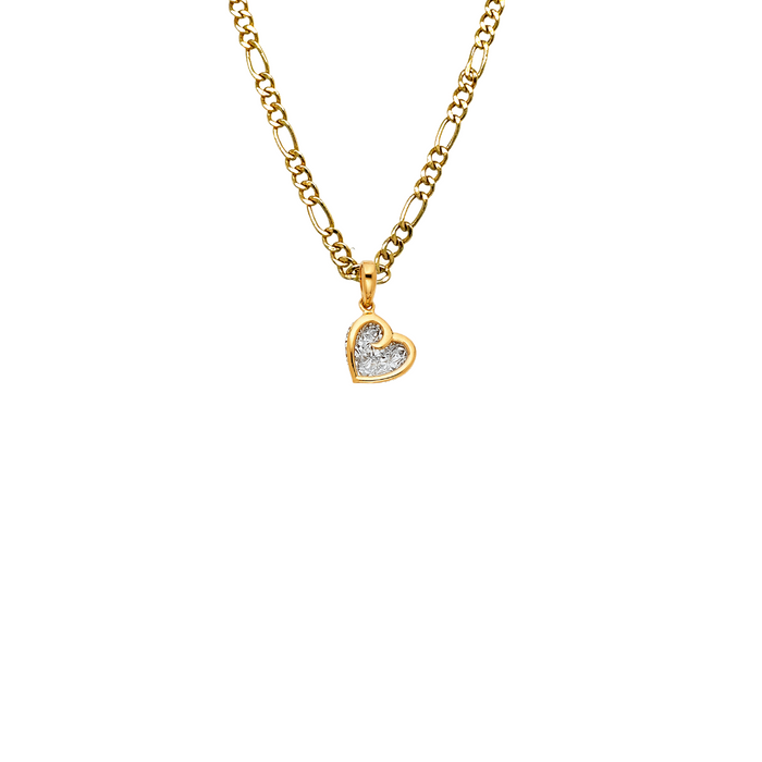 14k Gold Two Tone Heart Pendant with Solid Chain - LE-1794