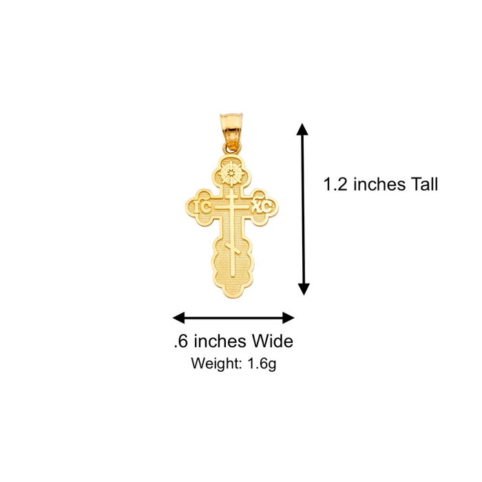 14k Gold Orthodox Cross Pendant with Solid Chain - LE-0124