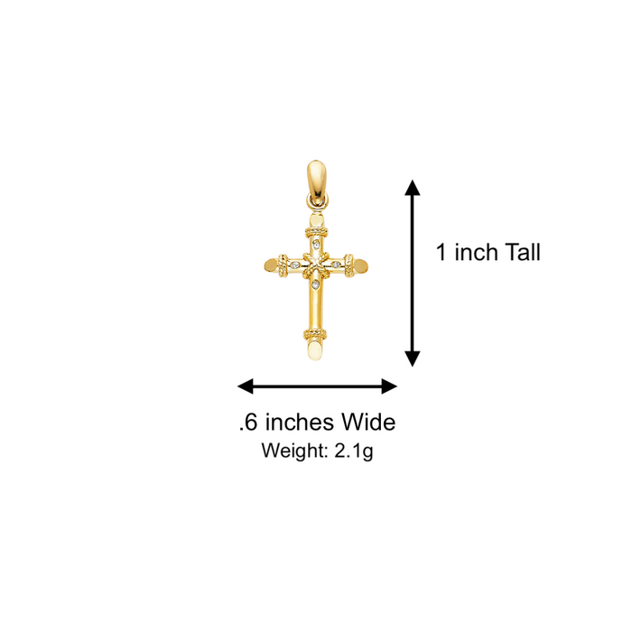 14k Gold Gemstone Cross Pendant with Solid Chain - LE-0960