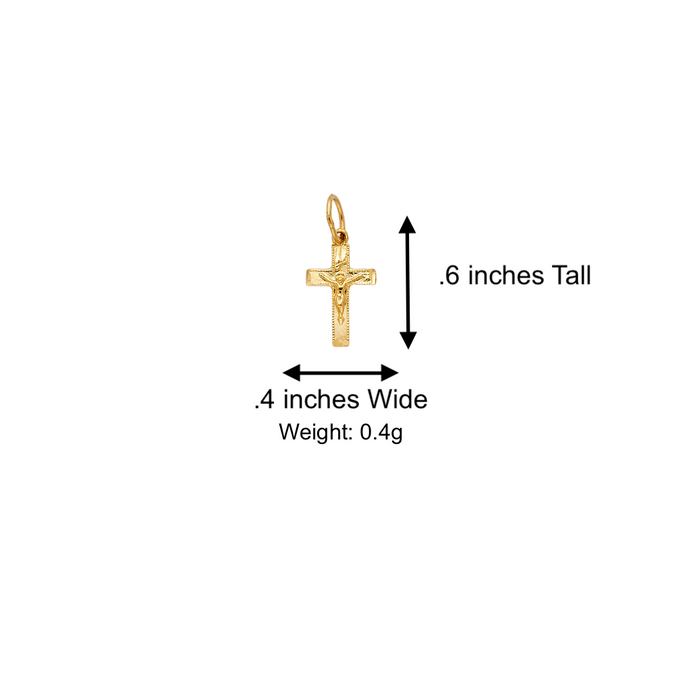 14k Gold Dainty Jesus Cross Pendant with Solid Chain - LE-1012