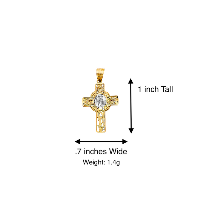 14k First Communion Gold Cross Pendant and Solid Chain - LE-2640