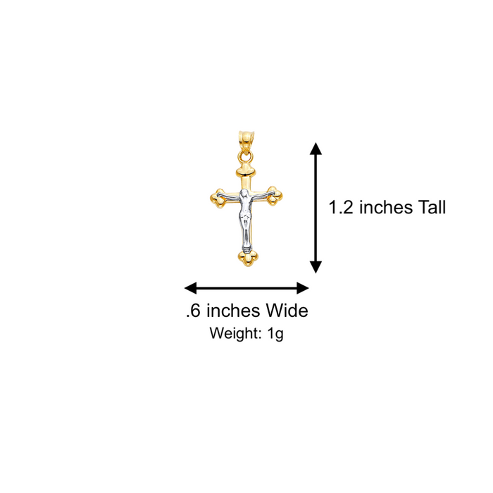 14k Two Tone Gold Jesus Cross Pendant with Solid Chain - LE-2530