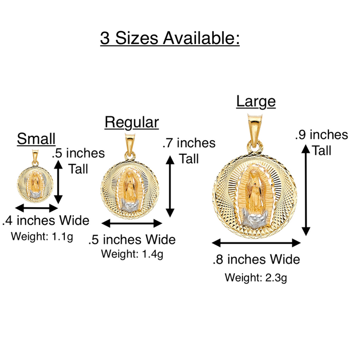 14k Virgin Mary Yellow Gold Pendant with Solid Chain - LE-299