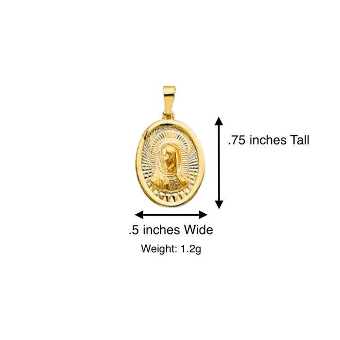 14k Virgin Mary Gold Pendant with Solid Chain - LE-3065