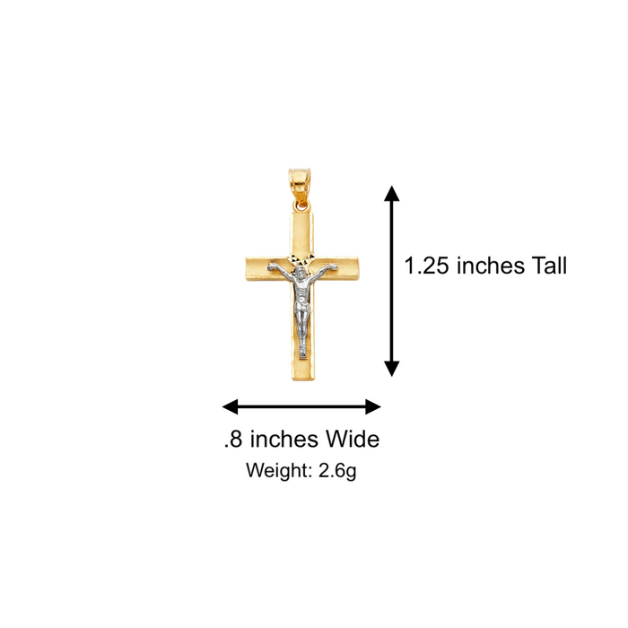 14k Two Tone Gold Jesus Cross Pendant with Solid Chain - LE-0056