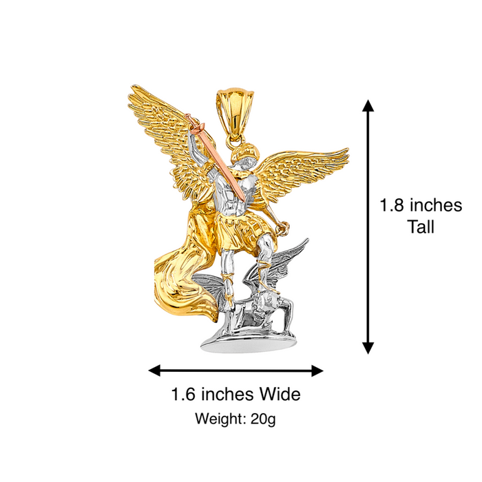 14k Saint Michael Archangel 3D Full Body Pendant with Solid Chain - LE-3173