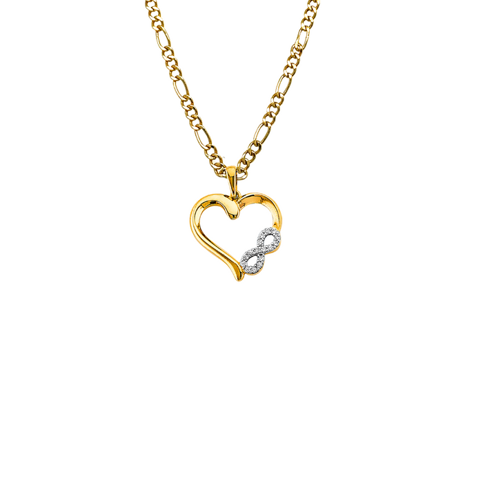 14k Gold Gemstone Infinity Heart Pendant with Solid Chain - LE-2916