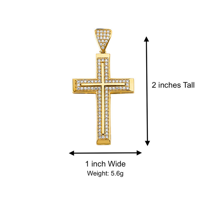 14k Gold Large Gemstone Cross with Solid Figaro Chain - LE-2600