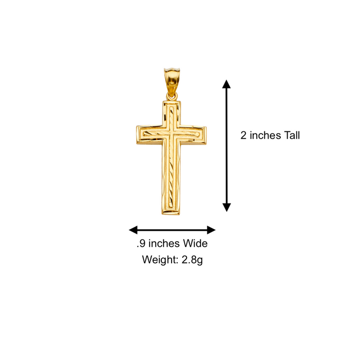 14k Gold Cross Pendant with Solid Chain - LE-2207