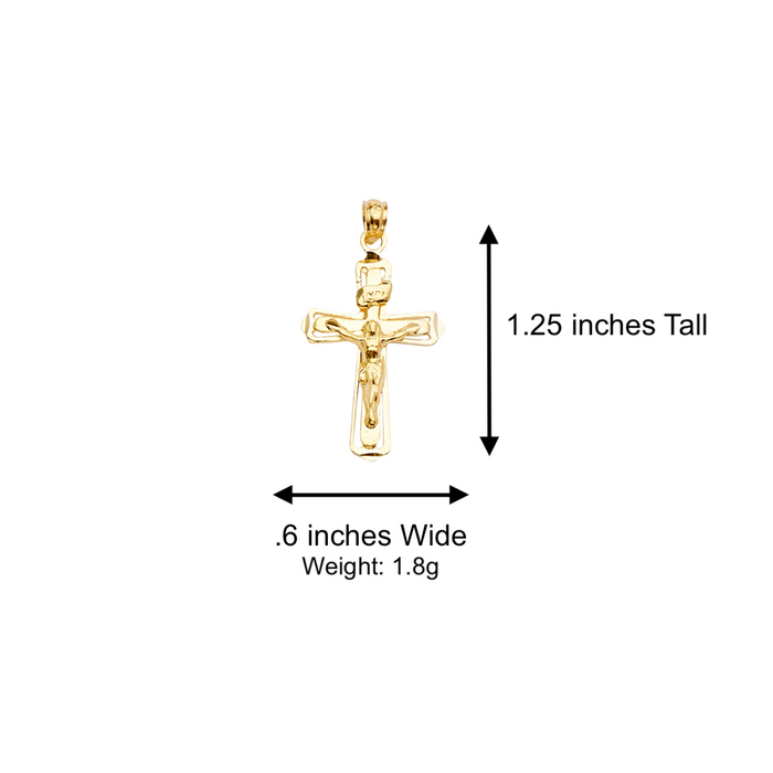 14k Gold Jesus Cross Pendant with Solid Chain - LE-2191