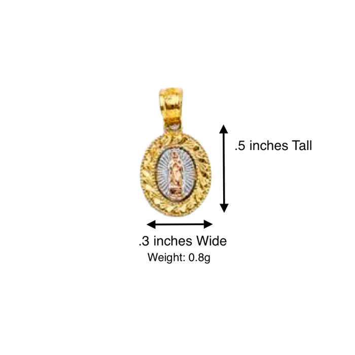 14k Virgin Mary Oval Pendant with Solid Chain - LE-1130